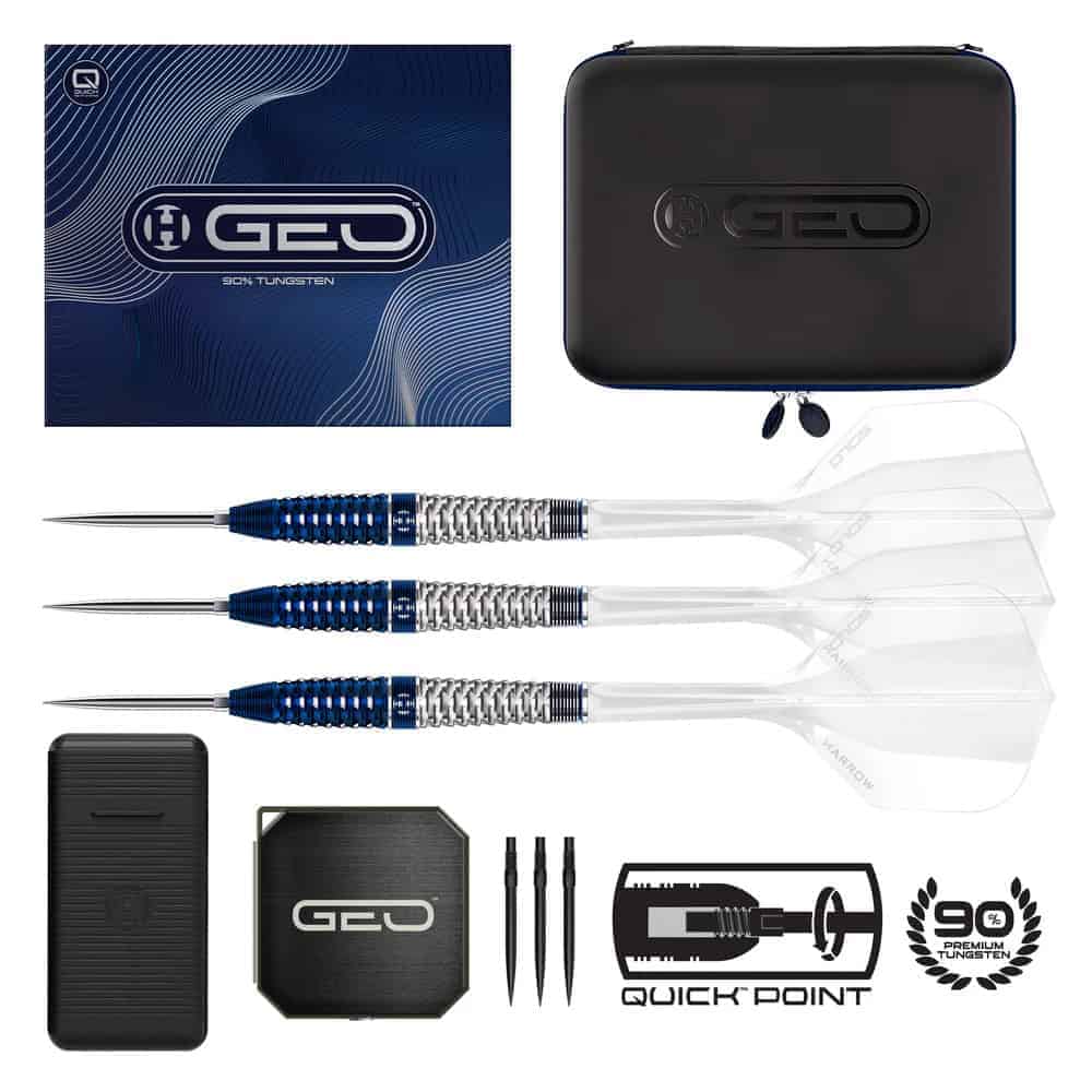 Harrows GEO 02 Quick Point Dart Set - 90% Tungsten - 23g - Black